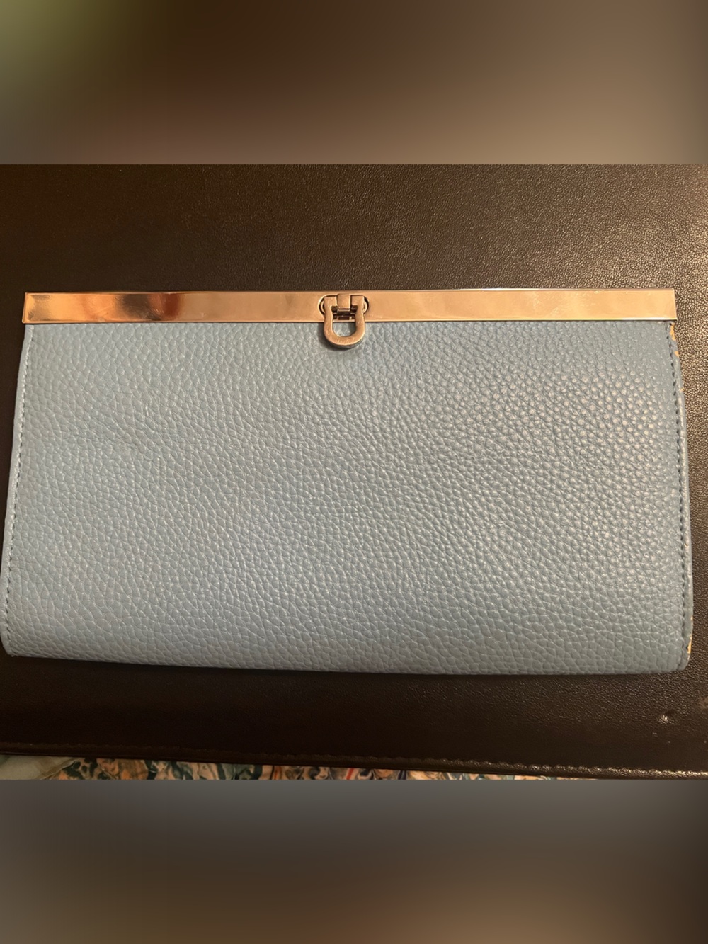 Burton Light Blue Leather Wallet with Gold Accent